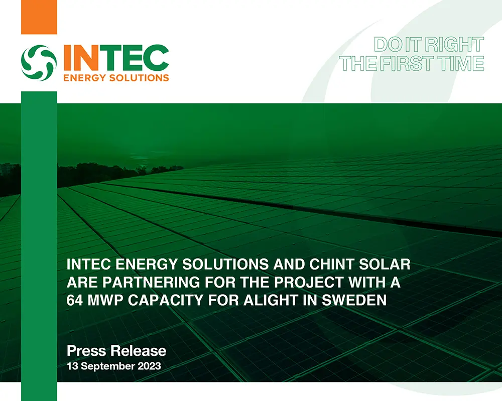 INTEC Energy Solutions and CHINT Solar are Partnering for The Project with a 64 MWp Capacity for ALIGHT in Sweden