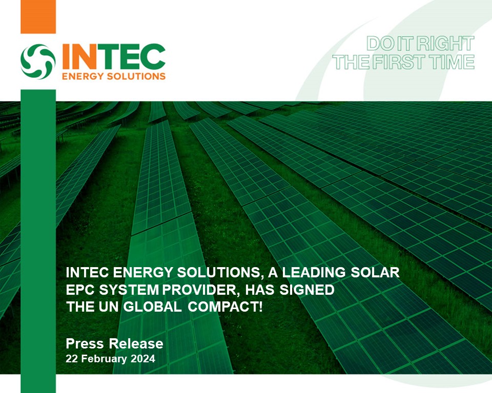 INTEC Energy Solutions, Birleşmiş Milletler Küresel İlkeler  Sözleşmesi’ni imzaladı!